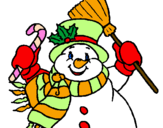 Disegno Pupazzo di neve con la sciarpa pitturato su mauro