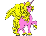 Disegno Unicorno con le ali  pitturato su matilde