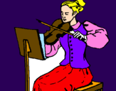 Disegno Dama violinista  pitturato su gd