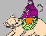 Disegno Scimmia e maialino pitturato su CARLO