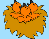 Disegno Nido con gli uccellini  pitturato su ELISA