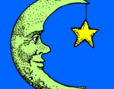 Disegno Luna e stelle  pitturato su sofia