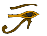 Disegno Occhio di Horus  pitturato su pingui