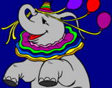 Disegno Elefante con 3 palloncini  pitturato su elisa