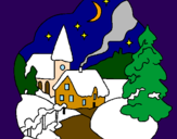Disegno Villaggio natalizio  pitturato su federica