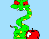 Disegno Serpente con la mela  pitturato su tinky winky