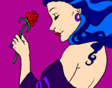 Disegno Principessa con una rosa pitturato su Micetta
