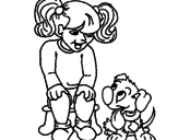 Disegno Bambina con il suo cagnolino  pitturato su Sebastiano