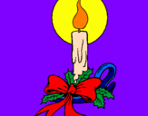 Disegno Candela di Natale pitturato su giulio