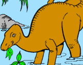 Disegno Dinosauro che mangia  pitturato su mangia erba