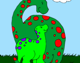 Disegno Dinosauri pitturato su sabri