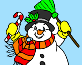 Disegno Pupazzo di neve con la sciarpa pitturato su t0mmaso5