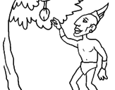 Disegno Maya su un albero da frutta  pitturato su susy