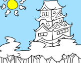 Disegno Casa giapponese  pitturato su gabry
