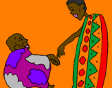 Disegno Due africani pitturato su bibi