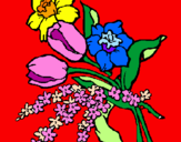 Disegno Mazzo di fiori pitturato su jessica