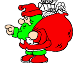 Disegno Babbo Natale e il suo sacco di regali  pitturato su guinipu