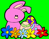 Disegno Coniglietto di Pasqua  pitturato su Silvia