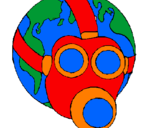 Disegno Terra con maschera anti-gas  pitturato su edo