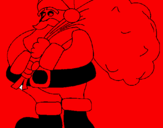 Disegno Babbo Natale e il suo sacco di regali pitturato su marco