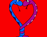 Disegno Serpenti innamorati  pitturato su Laura