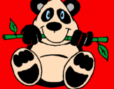 Disegno Orso panda  pitturato su monits
