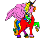 Disegno Unicorno con le ali  pitturato su ALICE