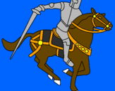 Disegno Cavaliere a cavallo IV pitturato su cavaliere solitario