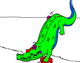 Disegno Alligatore che entra nell'acqua  pitturato su ANTONIO NAPPO