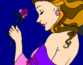 Disegno Principessa con una rosa pitturato su mary