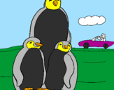 Disegno Famiglia pinguino  pitturato su Lucrezia