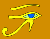 Disegno Occhio di Horus  pitturato su giulia 3anni