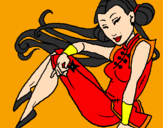 Disegno Principessa ninja  pitturato su kiara