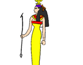 Disegno Hathor pitturato su sofia