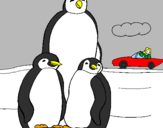 Disegno Famiglia pinguino  pitturato su francy