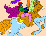 Disegno Cavaliere a cavallo pitturato su NICOLA