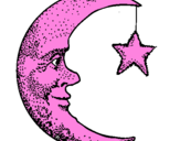 Disegno Luna e stelle  pitturato su alessia