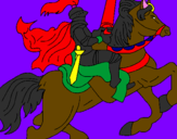 Disegno Cavaliere a cavallo pitturato su salvo deodato