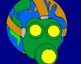 Disegno Terra con maschera anti-gas  pitturato su ale