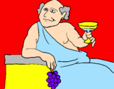 Disegno Dionisio pitturato su martina