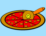 Disegno Pizza pitturato su daniele