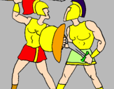 Disegno Lotta di gladiatori  pitturato su alessio