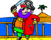 Disegno Pirata a bordo  pitturato su barbanera