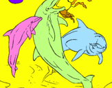 Disegno Delfini che giocano  pitturato su  ripa ludovica