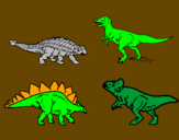 Disegno Dinosauri di terra  pitturato su Simone  c.
