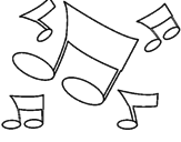 Disegno Note musicali  pitturato su note musicali