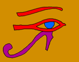 Disegno Occhio di Horus  pitturato su guti