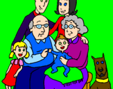 Disegno Famiglia pitturato su camilla  rossi