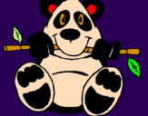 Disegno Orso panda  pitturato su angelica