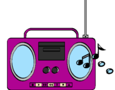 Disegno Radio cassette 2 pitturato su laura